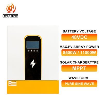 Hybrid Solar Inverter 8.5kw 11KVA 11kw Single Phase Pure Sine Wave MPPT Detachable Dust Cover